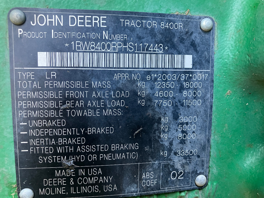 John Deere 8400R - Tractor agricol: Foto 2 John Deere 8400R - Tractor agricol: Foto 2