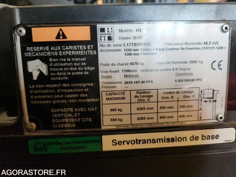 CHARIOT ELEVATEUR DIESEL 3T5 HYSTER H3.5FT - 2007 - 1033 heures - Stivuitor diesel: Foto 2 CHARIOT ELEVATEUR DIESEL 3T5 HYSTER H3.5FT - 2007 - 1033 heures - Stivuitor diesel: Foto 2