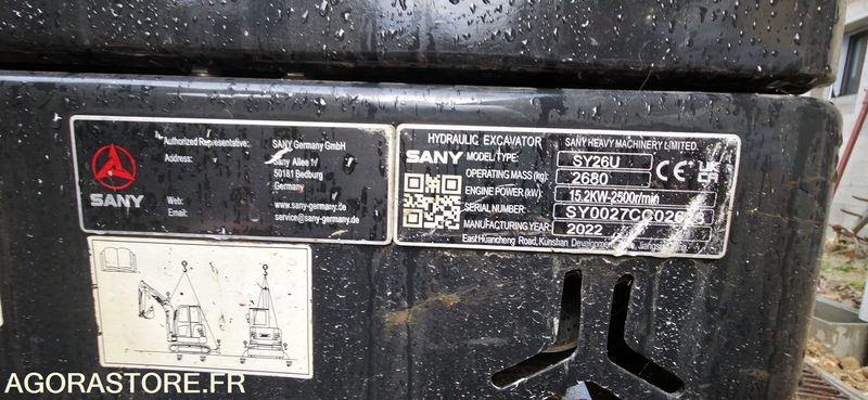 MINI PELLE SUR CHENILLES SANY SY26U 550 HEURES 2022 - Mini excavator: Foto 2 MINI PELLE SUR CHENILLES SANY SY26U 550 HEURES 2022 - Mini excavator: Foto 2