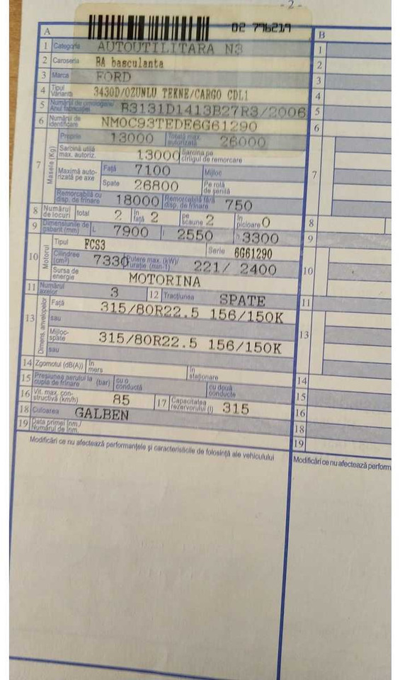 FORD - Autobasculantă: Foto 4 FORD - Autobasculantă: Foto 4