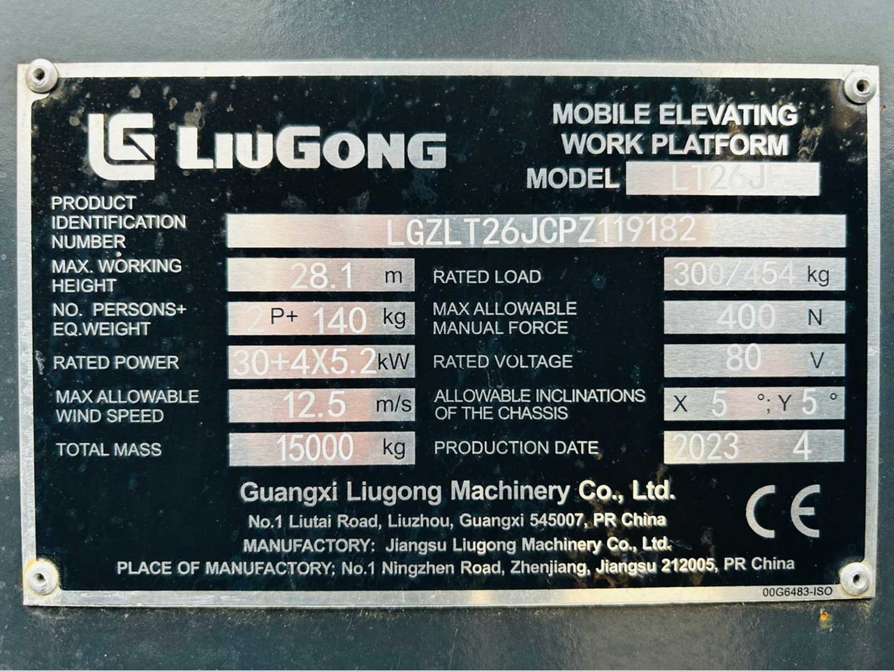 Autopropulsată platformă LIUGONG - 04-2023 - LT26JE-LI - TELESCOPIC BOOM LIFT 28.1M: Foto 18