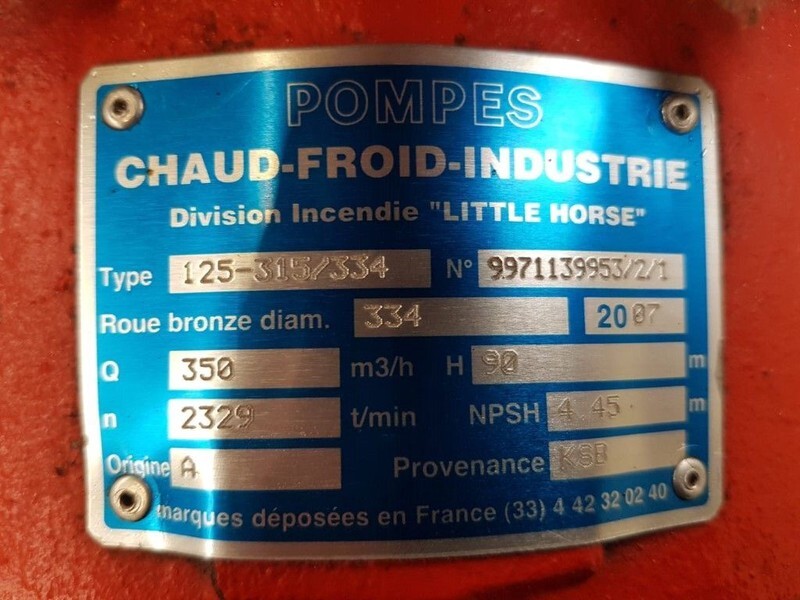 Chaud-Froid-Industrie KSB 125-315 / 334 Waterpomp 350 m3 / h 10 Bar Ex emergency - Pompă de apă: Foto 2 Chaud-Froid-Industrie KSB 125-315 / 334 Waterpomp 350 m3 / h 10 Bar Ex emergency - Pompă de apă: Foto 2