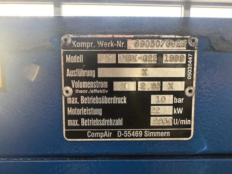 Compair MSK-G22 Elektrische Schroefcompressor 22 kW 3000 L / min 10 Bar - Compresor de aer: Foto 3 Compair MSK-G22 Elektrische Schroefcompressor 22 kW 3000 L / min 10 Bar - Compresor de aer: Foto 3