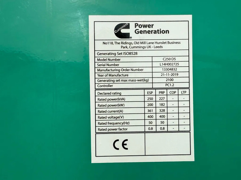 Cummins D250 D5 Stamford 250 kVA Silent generatorset 2019 ! - Generator electric: Foto 3 Cummins D250 D5 Stamford 250 kVA Silent generatorset 2019 ! - Generator electric: Foto 3
