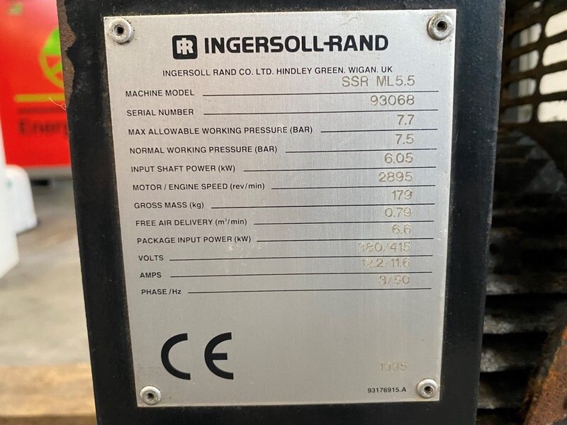 Ingersoll Rand SSR ML 5.5 SSR ML5.5 6 kW 800 L / min 7.5 Bar Elektrische Schroefcompressor - Compresor de aer: Foto 3 Ingersoll Rand SSR ML 5.5 SSR ML5.5 6 kW 800 L / min 7.5 Bar Elektrische Schroefcompressor - Compresor de aer: Foto 3