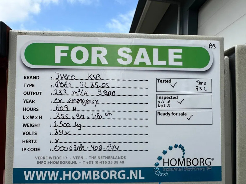 Pompă de apă Iveco 8061 SI 25.05 KSB 233 m3 / h 9 Bar Diesel Waterpomp 609 hours ! Fire pump: Foto 17 Pompă de apă Iveco 8061 SI 25.05 KSB 233 m3 / h 9 Bar Diesel Waterpomp 609 hours ! Fire pump: Foto 17