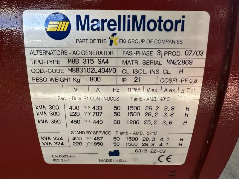 Marelli M8B 315 SA4 Alternator 300 kVA generatordeel SAE 1 / 14 - Generator electric: Foto 3 Marelli M8B 315 SA4 Alternator 300 kVA generatordeel SAE 1 / 14 - Generator electric: Foto 3