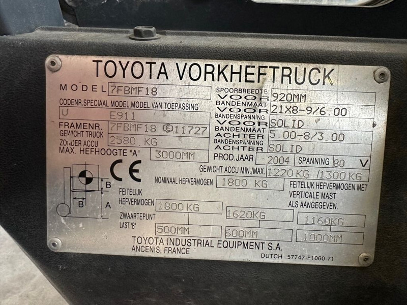 Toyota 7FBMF 18 Duplex Sideshift 1.8 ton Elektra Heftruck - Electrostivuitor: Foto 4 Toyota 7FBMF 18 Duplex Sideshift 1.8 ton Elektra Heftruck - Electrostivuitor: Foto 4