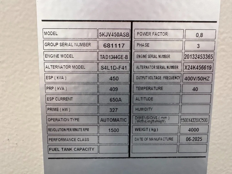 Volvo TAD 1344 GE Stamford 450 kVA Supersilent generatorset New ! - Generator electric: Foto 3 Volvo TAD 1344 GE Stamford 450 kVA Supersilent generatorset New ! - Generator electric: Foto 3