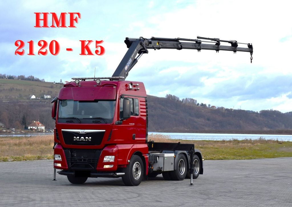 MAN TGX 28.480 Sattelzugmaschine + HMF 2120 K5/FUNK MAN TGX 28.480 Sattelzugmaschine + HMF 2120 K5/FUNK - Camion cu macara: Foto 1 MAN TGX 28.480 Sattelzugmaschine + HMF 2120 K5/FUNK MAN TGX 28.480 Sattelzugmaschine + HMF 2120 K5/FUNK - Camion cu macara: Foto 1