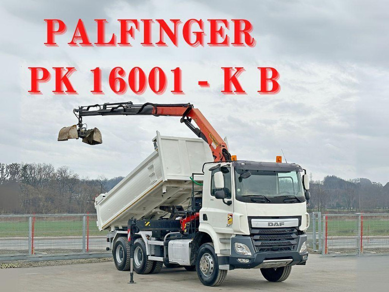 DAF CF 410 * Kipper 4,90 m + PK 16001 - K B * 6x4 - Camion basculantă, Camion cu macara: Foto 1 DAF CF 410 * Kipper 4,90 m + PK 16001 - K B * 6x4 - Camion basculantă, Camion cu macara: Foto 1