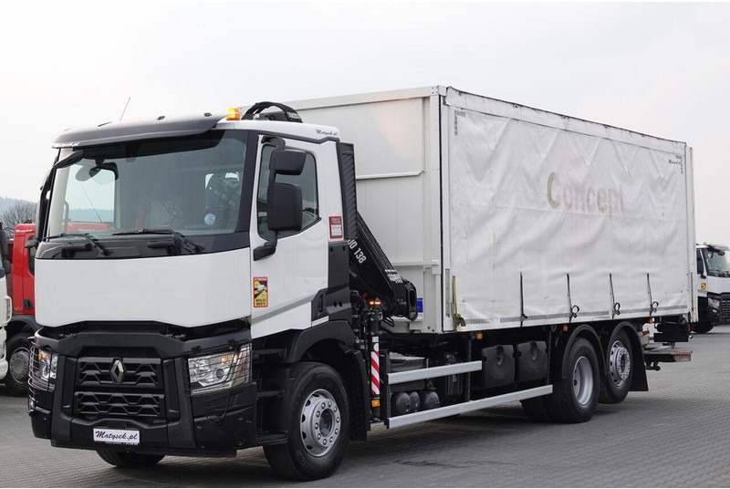 Camion cu prelată Renault C 380 / 6x2 / SKRZYNIOWY / HDS HIAB 138 B-3 WYSÓW 10,5 M / ROTAT: Foto 7