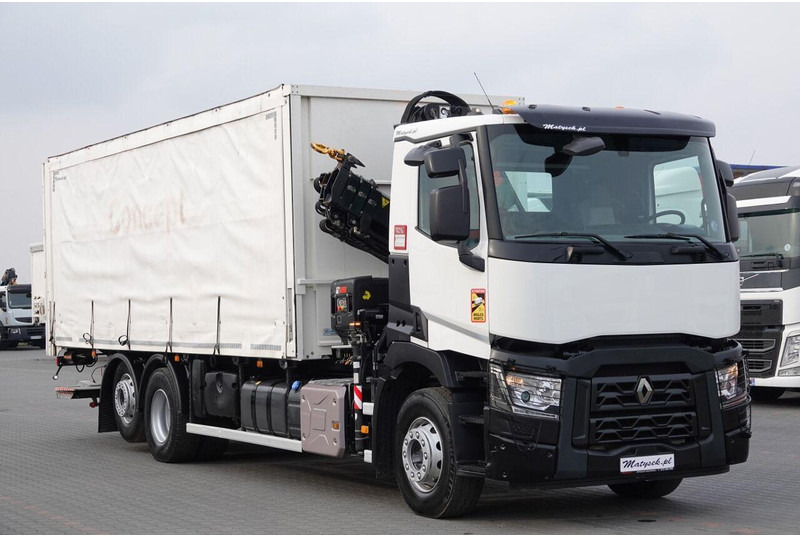 Camion cu prelată Renault C 380 / 6x2 / SKRZYNIOWY / HDS HIAB 138 B-3 WYSÓW 10,5 M / ROTAT: Foto 11