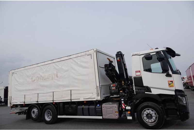 Camion cu prelată Renault C 380 / 6x2 / SKRZYNIOWY / HDS HIAB 138 B-3 WYSÓW 10,5 M / ROTAT: Foto 19