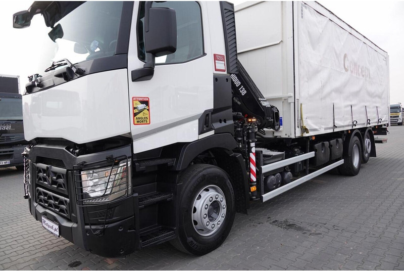 Camion cu prelată Renault C 380 / 6x2 / SKRZYNIOWY / HDS HIAB 138 B-3 WYSÓW 10,5 M / ROTAT: Foto 13