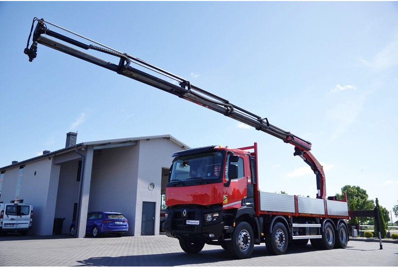 Renault C 430 / 8x4 / SKRZYNIOWY 7 M + HDS PALFINGER PK 2300-EH / WYSÓW - Camion platformă, Camion cu macara: Foto 1 Renault C 430 / 8x4 / SKRZYNIOWY 7 M + HDS PALFINGER PK 2300-EH / WYSÓW - Camion platformă, Camion cu macara: Foto 1