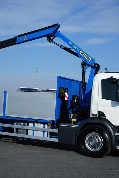 Camion platformă, Camion cu macara Scania P 250 / ACC / SKRZYNIOWY + HDS + WINDA / PALFINGER PK 12 002 - E: Foto 16