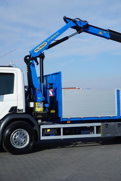 Camion platformă, Camion cu macara Scania P 250 / ACC / SKRZYNIOWY + HDS + WINDA / PALFINGER PK 12 002 - E: Foto 15
