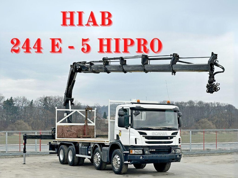 Scania P 410*PLATFORM 7,00m*HIAB 244 E-5 HIPRO+FUNK/8x4 - Camion platformă, Camion cu macara: Foto 1 Scania P 410*PLATFORM 7,00m*HIAB 244 E-5 HIPRO+FUNK/8x4 - Camion platformă, Camion cu macara: Foto 1