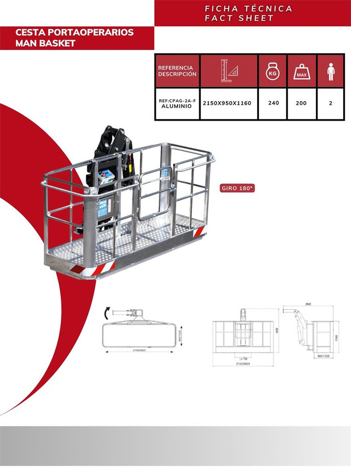 180º Self-leveling Aluminum Man Basket CPAG-2A-F - Ataşament pentru Macara montată: Foto 3 180º Self-leveling Aluminum Man Basket CPAG-2A-F - Ataşament pentru Macara montată: Foto 3