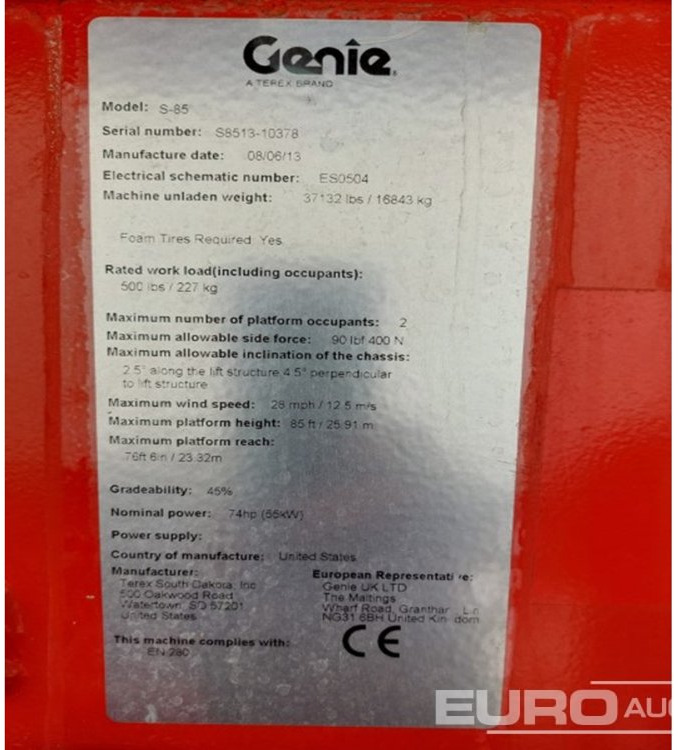 2013 Genie S-85 - Autopropulsată platformă: Foto 3 2013 Genie S-85 - Autopropulsată platformă: Foto 3