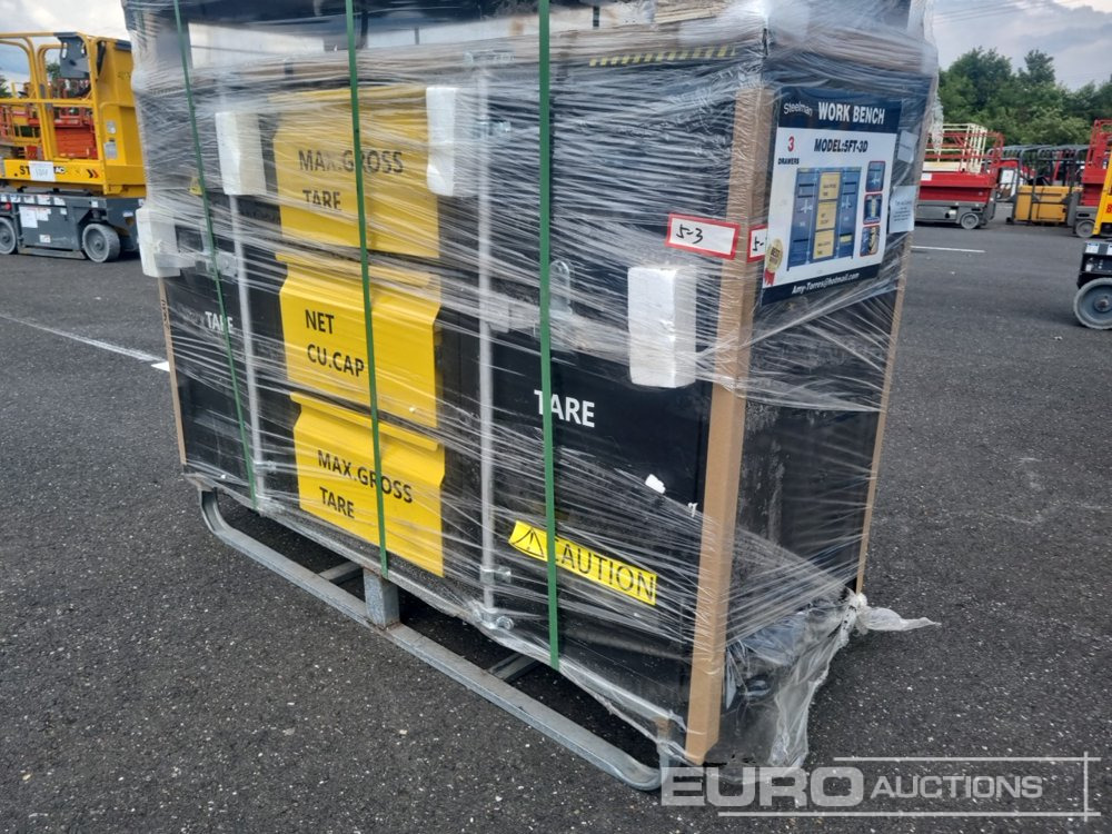 Unused 2024 Steelman 5’ Work Bench With 3 Drawers & 2 Cabinets Packed In Plastics. Drawers With Lock & Anti-Slip Inners. Using New 3 Rail Sliding - Echipament de atelier: Foto 1 Unused 2024 Steelman 5’ Work Bench With 3 Drawers & 2 Cabinets Packed In Plastics. Drawers With Lock & Anti-Slip Inners. Using New 3 Rail Sliding - Echipament de atelier: Foto 1