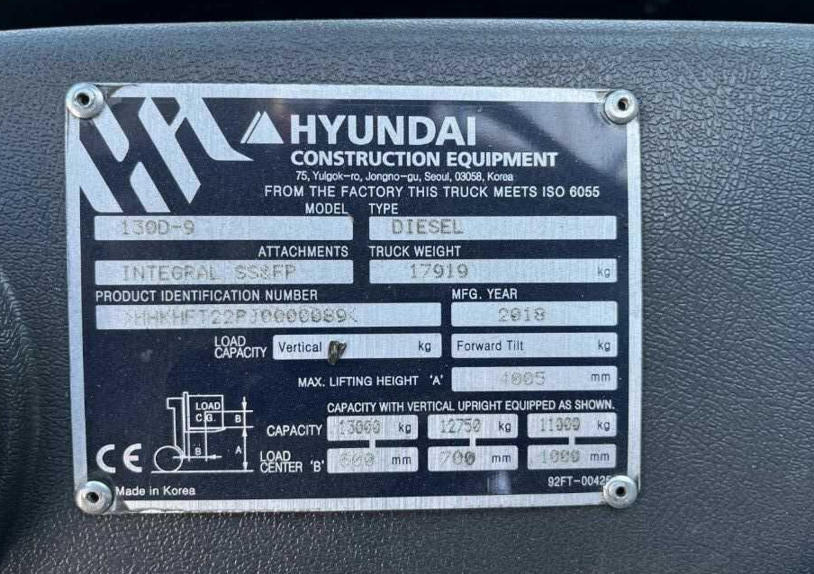 Hyundai 130D-9 - Stivuitor diesel: Foto 3 Hyundai 130D-9 - Stivuitor diesel: Foto 3