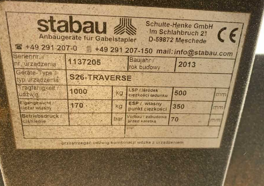 Stabau Traverse Stabau S26 - Furci pentru Stivuitor: Foto 4 Stabau Traverse Stabau S26 - Furci pentru Stivuitor: Foto 4