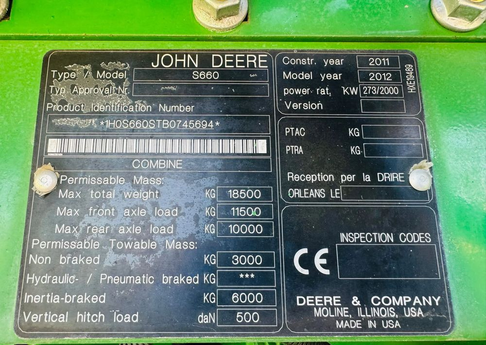 Combină de recoltat cereale John Deere S660i: Foto 6