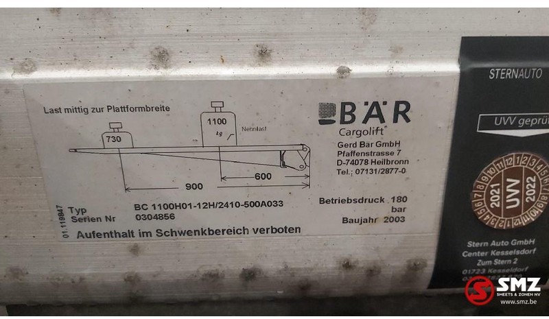 Mercedes-Benz Occ Laadlift BAR cargolift 1100kg - 140cm - Oblon hidraulic pentru Camion: Foto 5 Mercedes-Benz Occ Laadlift BAR cargolift 1100kg - 140cm - Oblon hidraulic pentru Camion: Foto 5