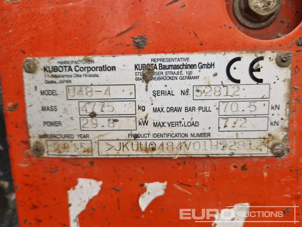 Mini excavator 2015 Kubota U48-4: Foto 48