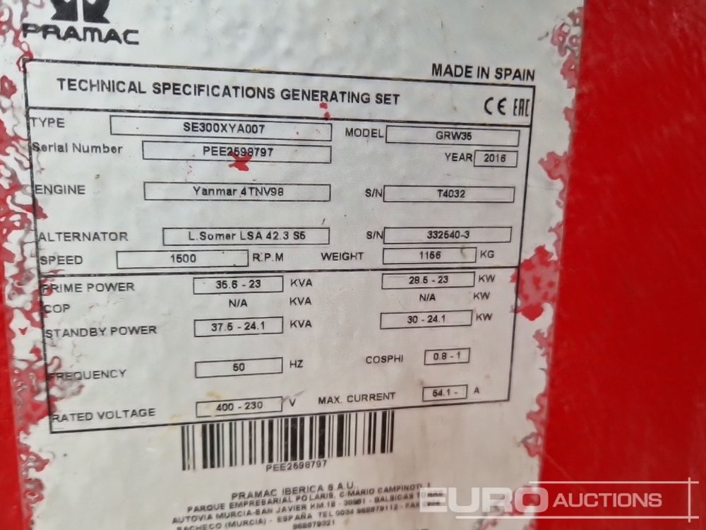 Generator electric 2016 Pramac GRW35: Foto 32