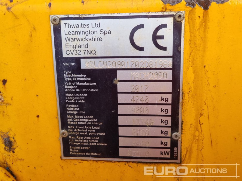 Mini dumper 2017 Thwaites 9 Ton: Foto 38