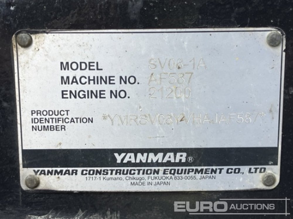 Mini excavator 2017 Yanmar SV08-1A: Foto 10