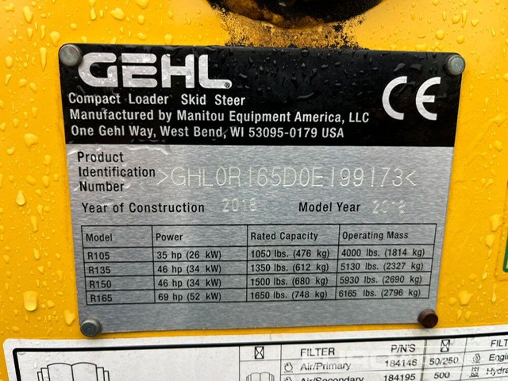2018 Gehl R165 - Mini încărcător: Foto 5 2018 Gehl R165 - Mini încărcător: Foto 5