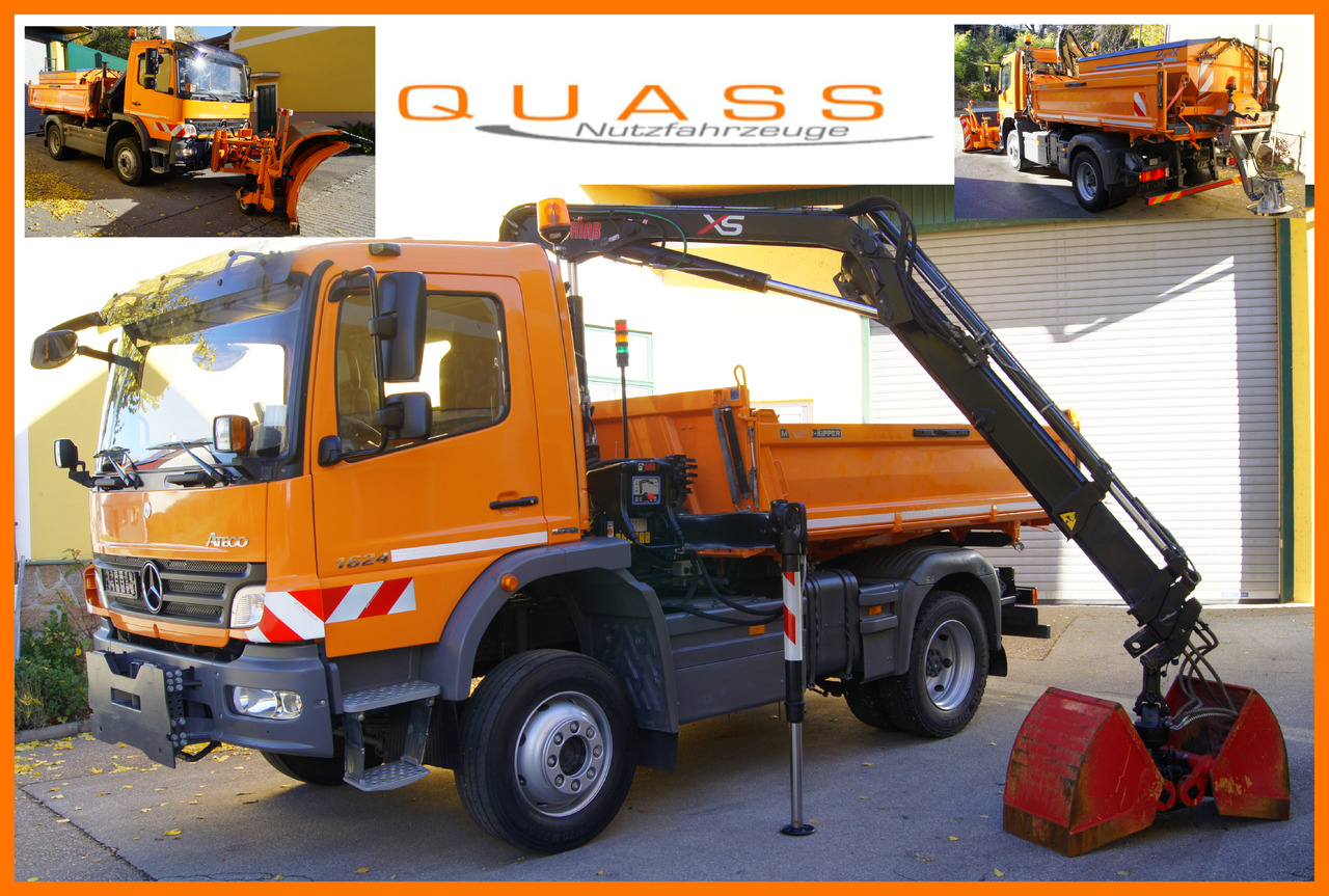 MERCEDES-BENZ ATEGO 1624 4x4/TÜV/Euro 5/HIAB/MEILLER/Winterdienst/Streuer/Schneepflug - Camion cu macara: Foto 1 MERCEDES-BENZ ATEGO 1624 4x4/TÜV/Euro 5/HIAB/MEILLER/Winterdienst/Streuer/Schneepflug - Camion cu macara: Foto 1