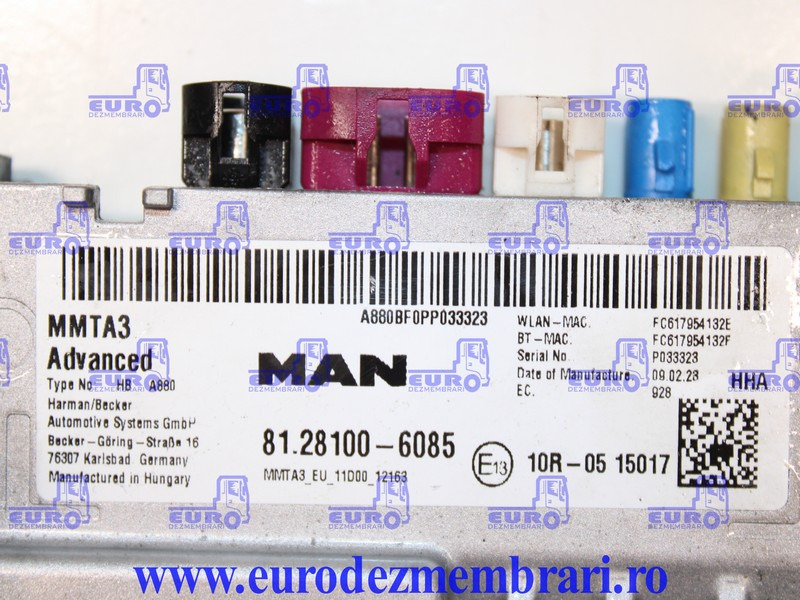 CALCULATOR UNITATE MULTIMEDIA MMTA3 MAN TGX TG3 81.28100.6085 - Calculator de bord pentru Camion: Foto 3 CALCULATOR UNITATE MULTIMEDIA MMTA3 MAN TGX TG3 81.28100.6085 - Calculator de bord pentru Camion: Foto 3